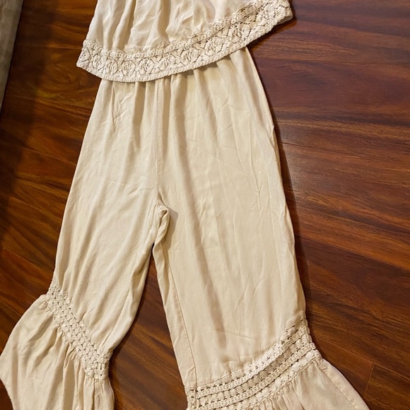 Japna Cream strapless Summer Jumper Flare Ankle Leg 100% Rayon - Picture 3 of 10